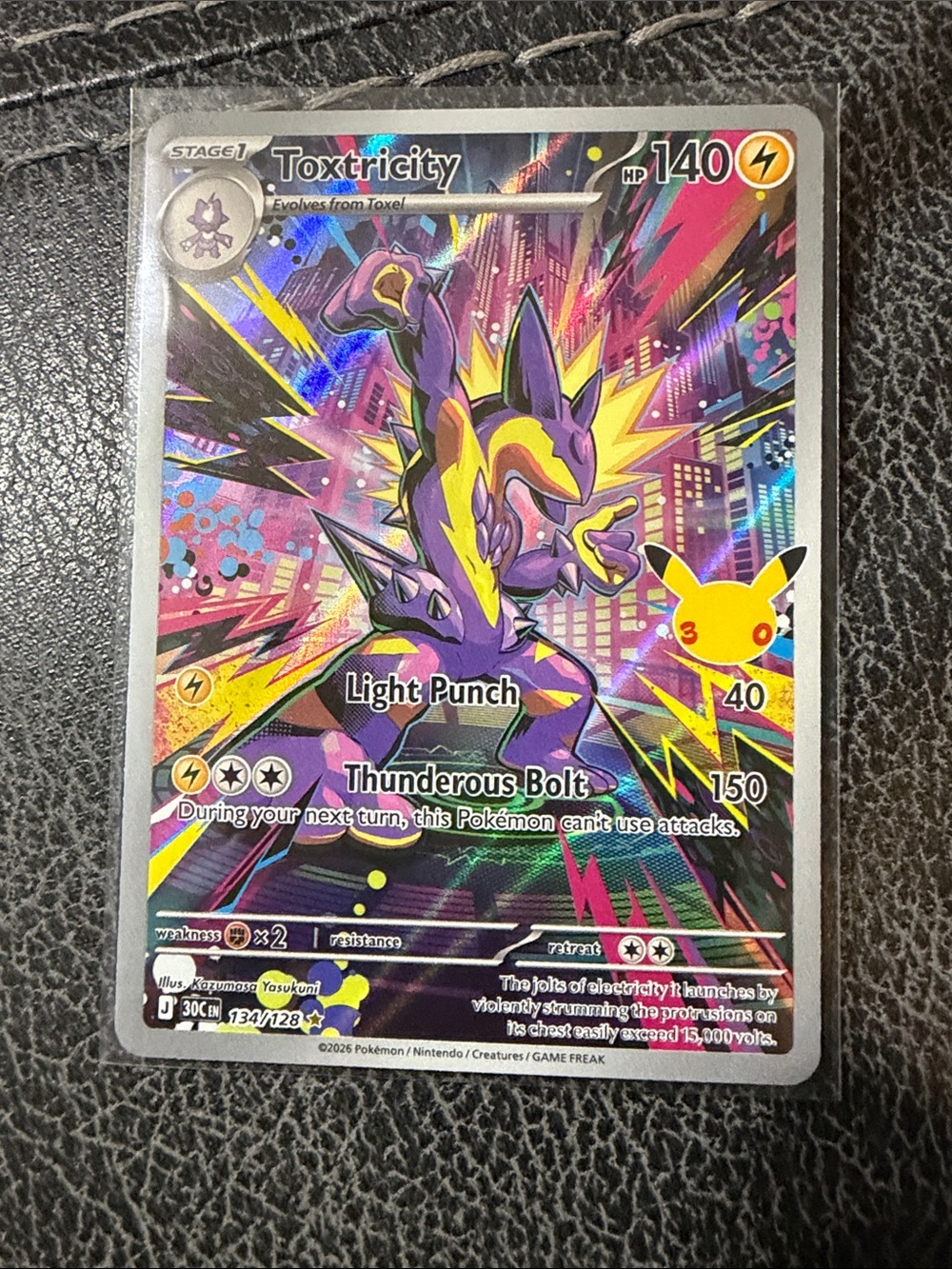 Pokemon Toxtricity Holo Card - Purple & Yellow Electric Artwork